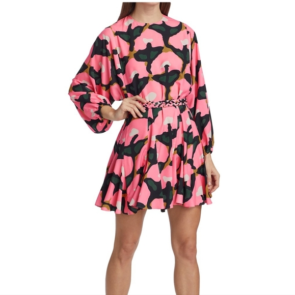 strapless open back dress Daphne Brown & Pink Floral Ruffle Maxi Dress main image 1